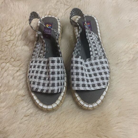 Zee Alexis Gray and Silver Woven Sandals size 37 or 7 - Picture 1 of 6